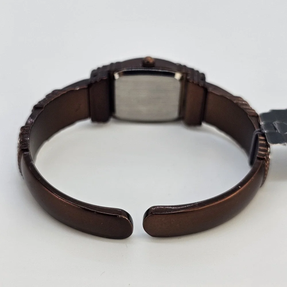 Avenue Open Cuff Watch Women 20MM Cream Dial Brown Bands 5.5" NEW Battery - Picture 7 of 11